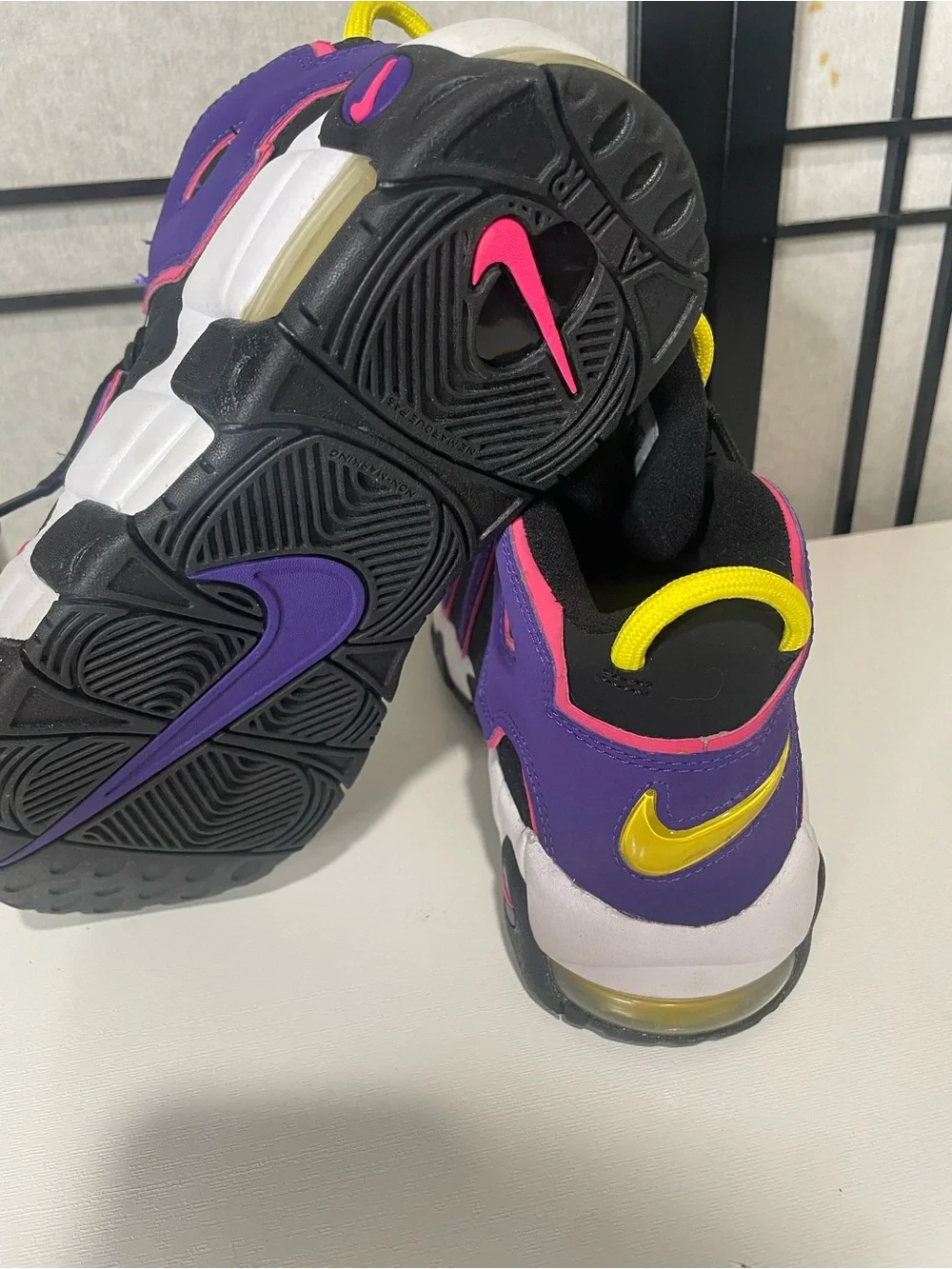 Nike Air More Uptempo GS Purple Yellow Black Youth 5Y Basketball Shoes